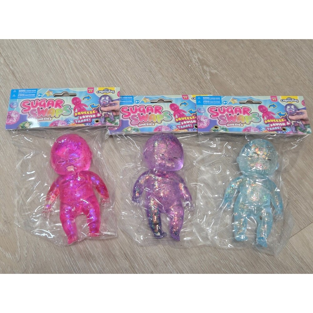 3x Sugar Swaps Baby Squishy Glitter Squeeze Toy 5” Orb USA Five Below